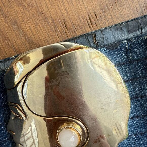 Vintage 70s Chanel Coco Profile Buckle Denim Belt READ 27-30 - Picture 3 of 11